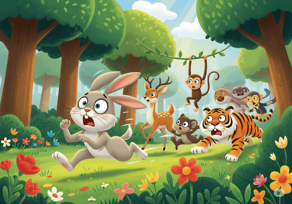 นิทานอีสป เรื่อง กระต่ายตื่นตูม พร้อมข้อคิดสอนใจ