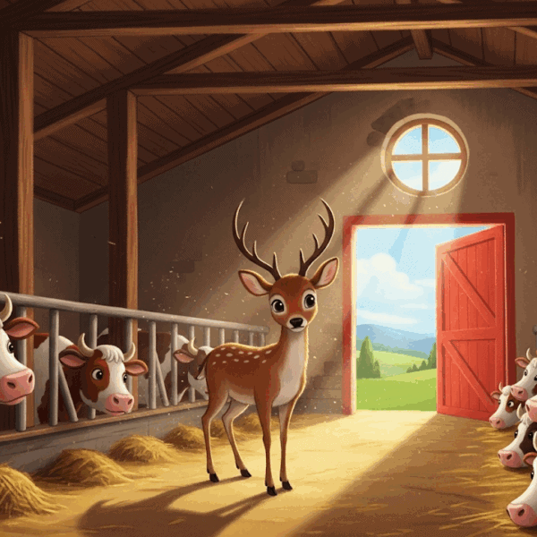 นิทานอีสป เรื่อง กวางในคอกวัว พร้อมข้อคิดสอนใจ