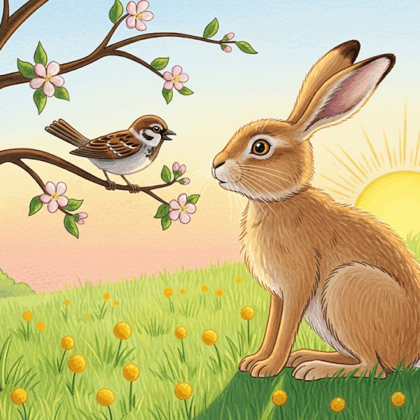 นิทานอีสป เรื่อง นกกระจอกกับกระต่ายป่า พร้อมข้อคิดสอนใจ