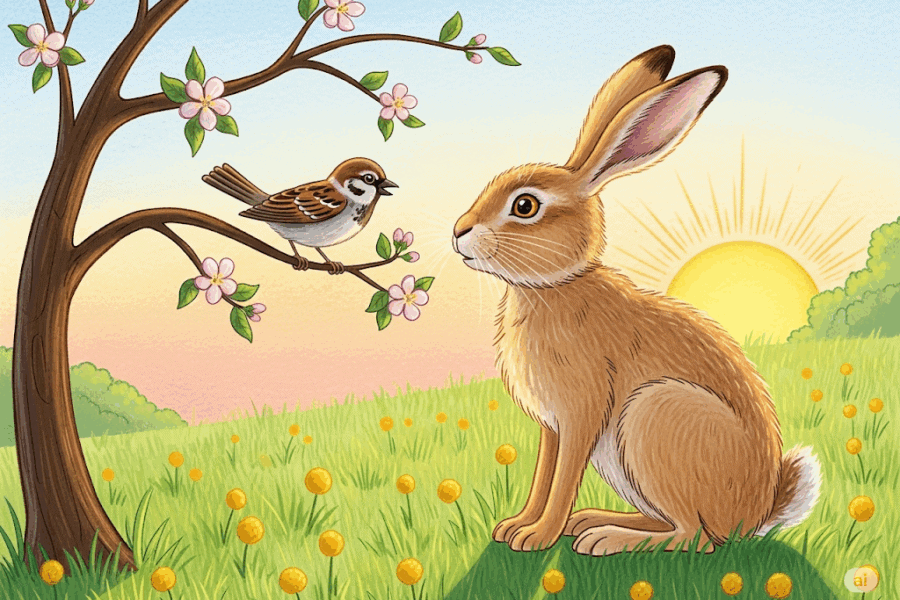 นิทานอีสป เรื่อง นกกระจอกกับกระต่ายป่า พร้อมข้อคิดสอนใจ