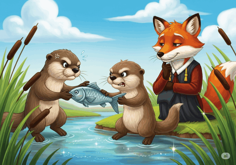 นิทานชาดก เรื่อง นากแย่งปลากับสุนัขจิ้งจอกตัดสินความ