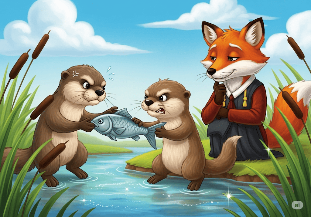 นิทานชาดก เรื่อง นากแย่งปลากับสุนัขจิ้งจอกตัดสินความ