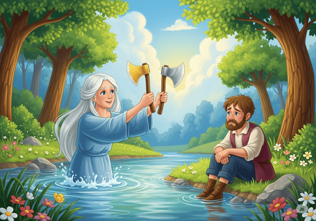 นิทานอีสป เรื่อง ชายตัดไม้กับเทพารักษ์