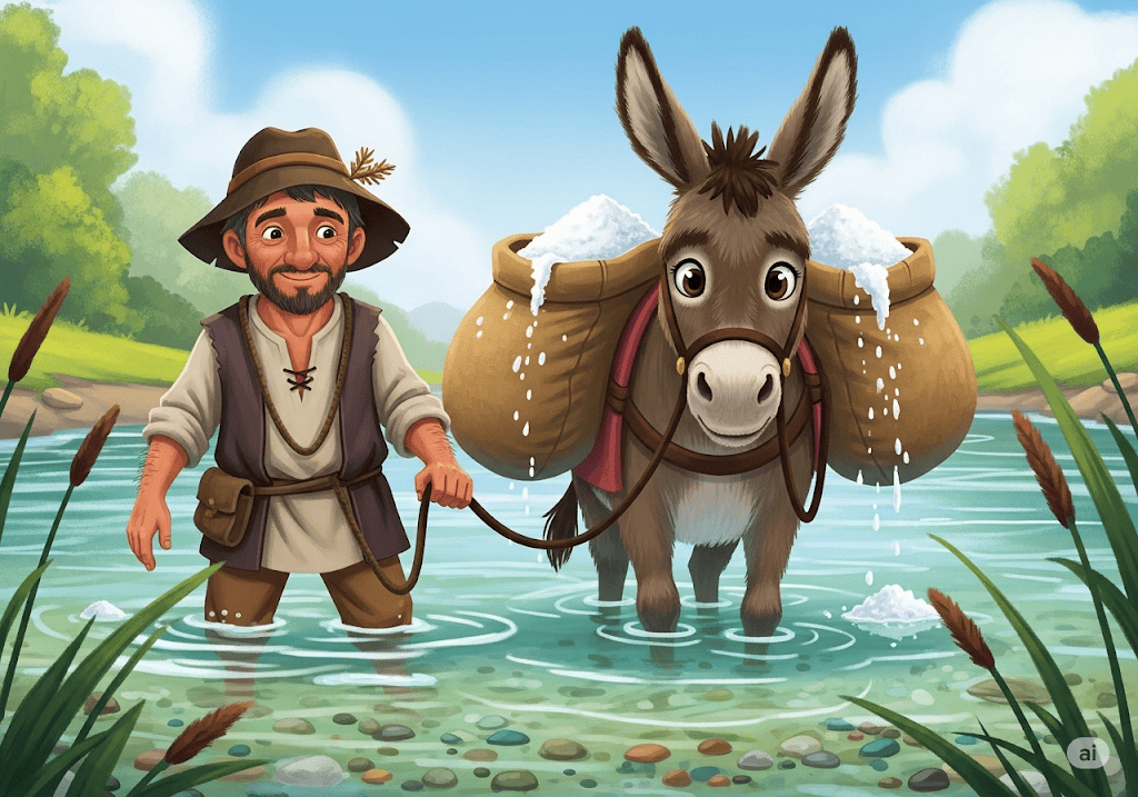 นิทานอีสป เรื่อง พ่อค้าเกลือกับลา