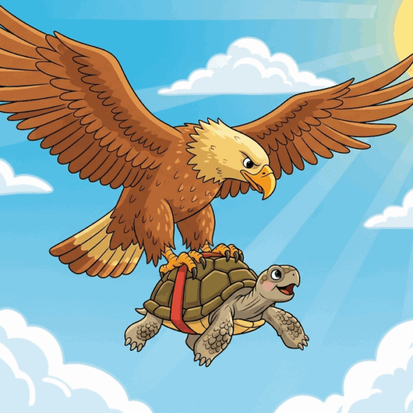 นิทานอีสป เรื่อง เต่ากับนกอินทรี พร้อมข้อคิดสอนใจ