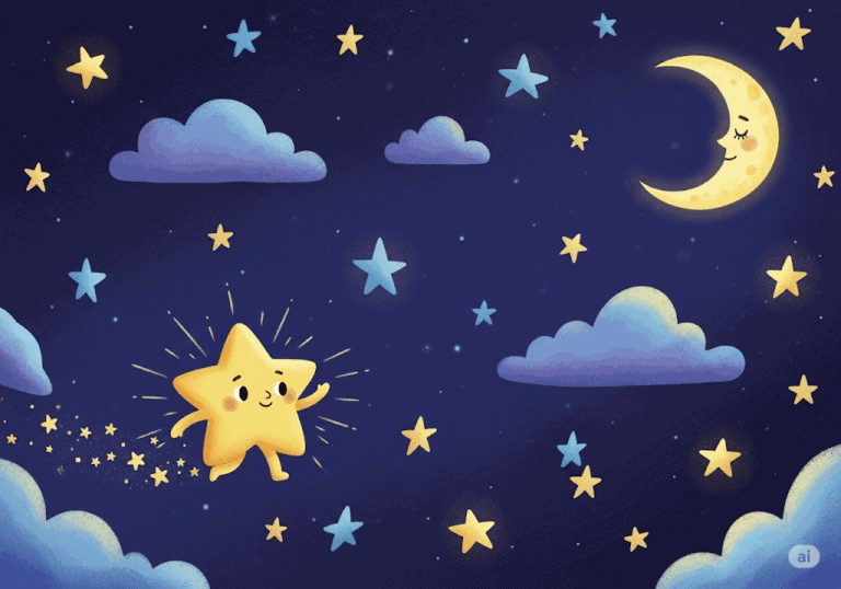 นิทานก่อนนอน เรื่อง น้องดาวระยิบระยับกับการเดินทางบนท้องฟ้า