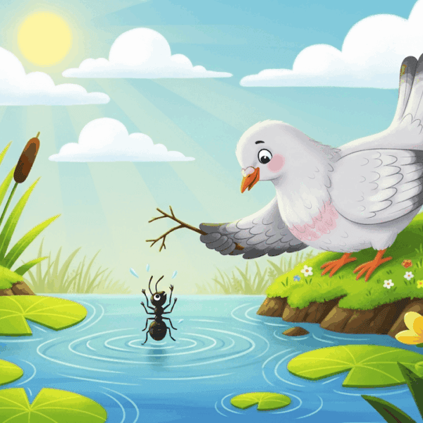 นิทานอีสป เรื่อง มดกับนกพิราบ พร้อมข้อคิดสอนใจ