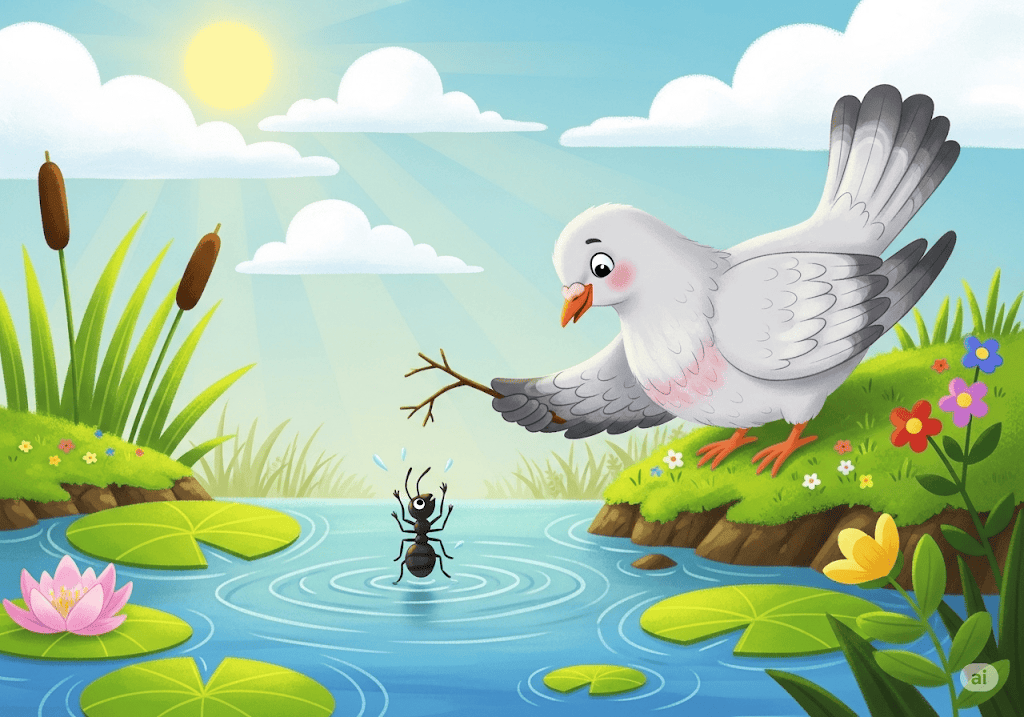 นิทานอีสป เรื่อง มดกับนกพิราบ พร้อมข้อคิดสอนใจ