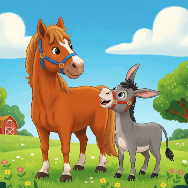 นิทานอีสป เรื่อง ม้ากับลา พร้อมข้อคิดสอนใจ