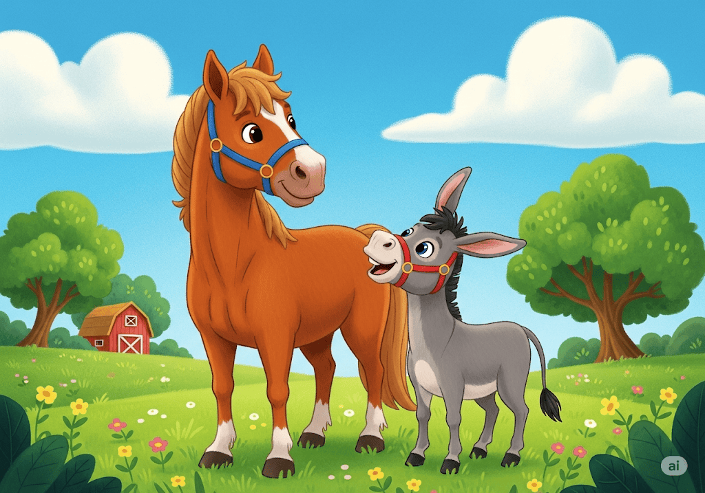 นิทานอีสป เรื่อง ม้ากับลา พร้อมข้อคิดสอนใจ