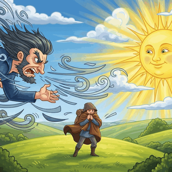 นิทานอีสป เรื่อง ลมกับพระอาทิตย์ พร้อมข้อคิดสอนใจ