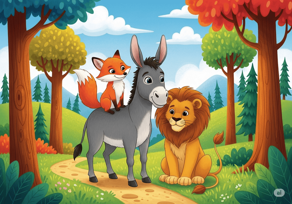 นิทานอีสป เรื่อง ลา, สุนัขจิ้งจอก และสิงโต พร้อมข้อคิดสอนใจ