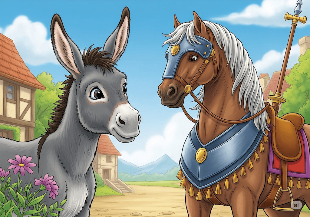 นิทานอีสป เรื่อง ลากับม้าศึก พร้อมข้อคิดสอนใจ