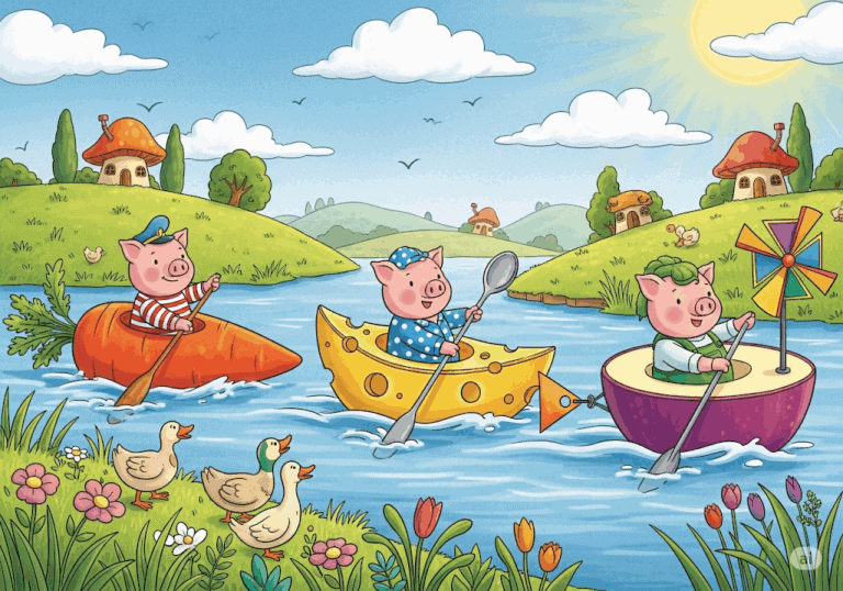 นิทานก่อนนอน เรื่อง ลูกหมูสามตัวกับการแข่งเรือ พร้อมข้อคิดสอนใจ