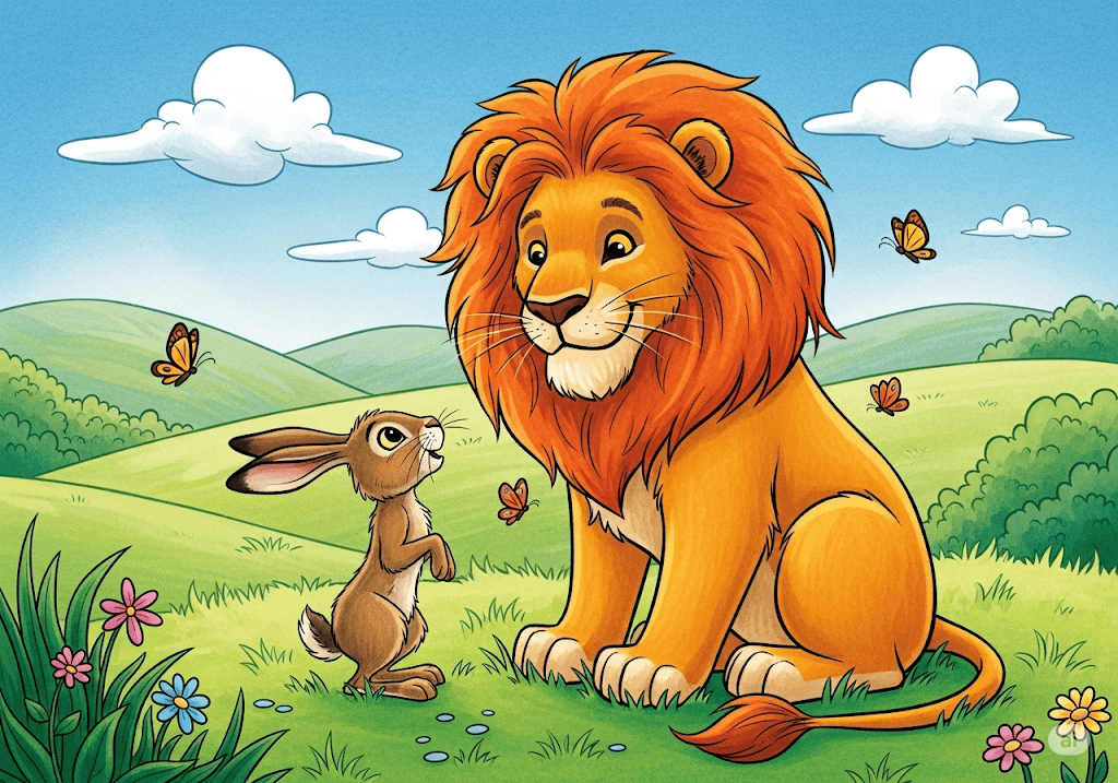 นิทานอีสป เรื่อง สิงโตกับกระต่ายป่า พร้อมข้อคิดสอนใจ