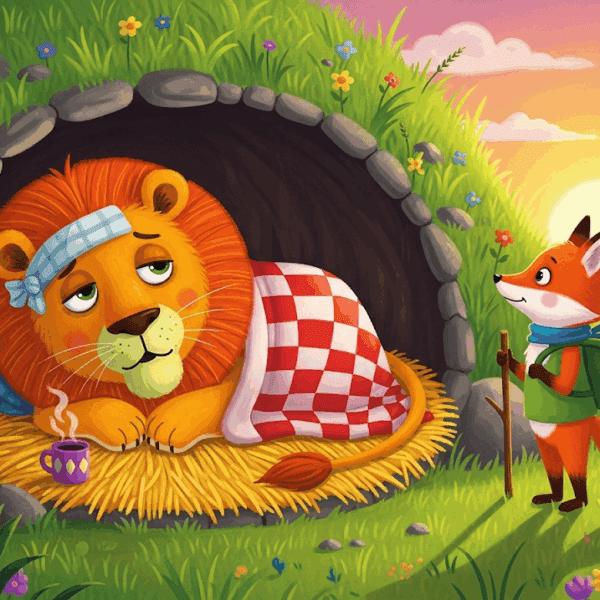 นิทานอีสป เรื่อง สิงโตป่วยกับหมาจิ้งจอก พร้อมข้อคิดสอนใจ