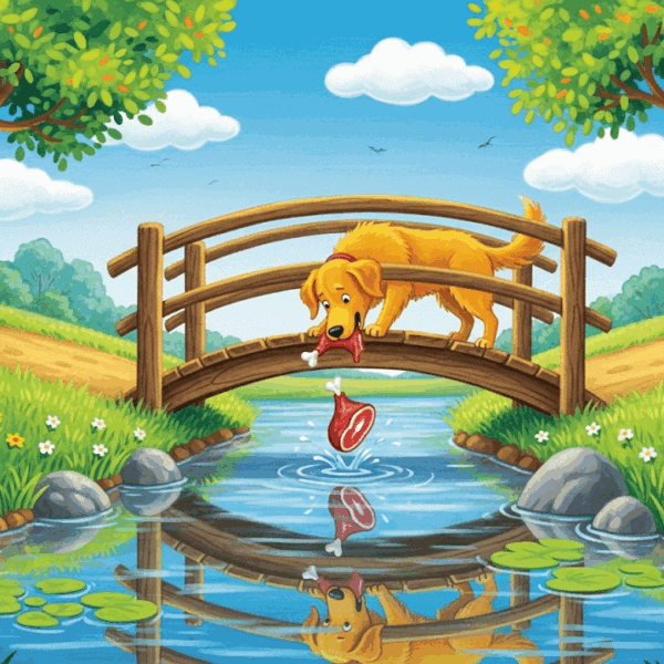 นิทานอีสป เรื่อง สุนัขกับเงา พร้อมข้อคิดสอนใจ