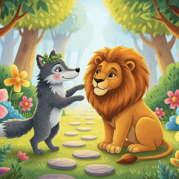 นิทานอีสป เรื่อง หมาป่ากับสิงโต พร้อมข้อคิดสอนใจ