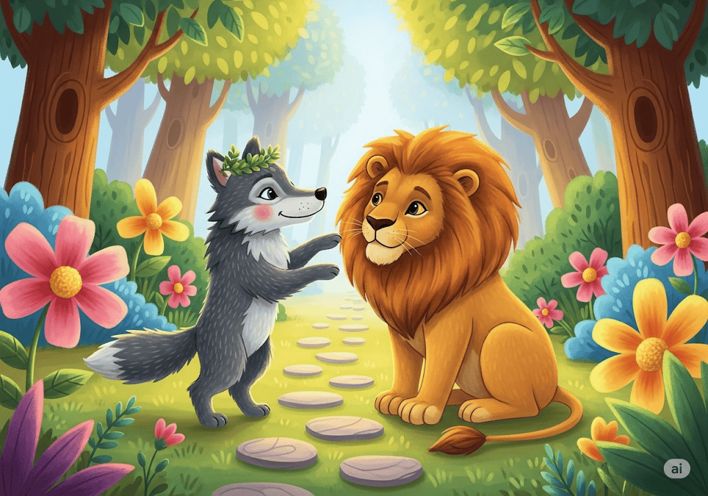 นิทานอีสป เรื่อง หมาป่ากับสิงโต พร้อมข้อคิดสอนใจ