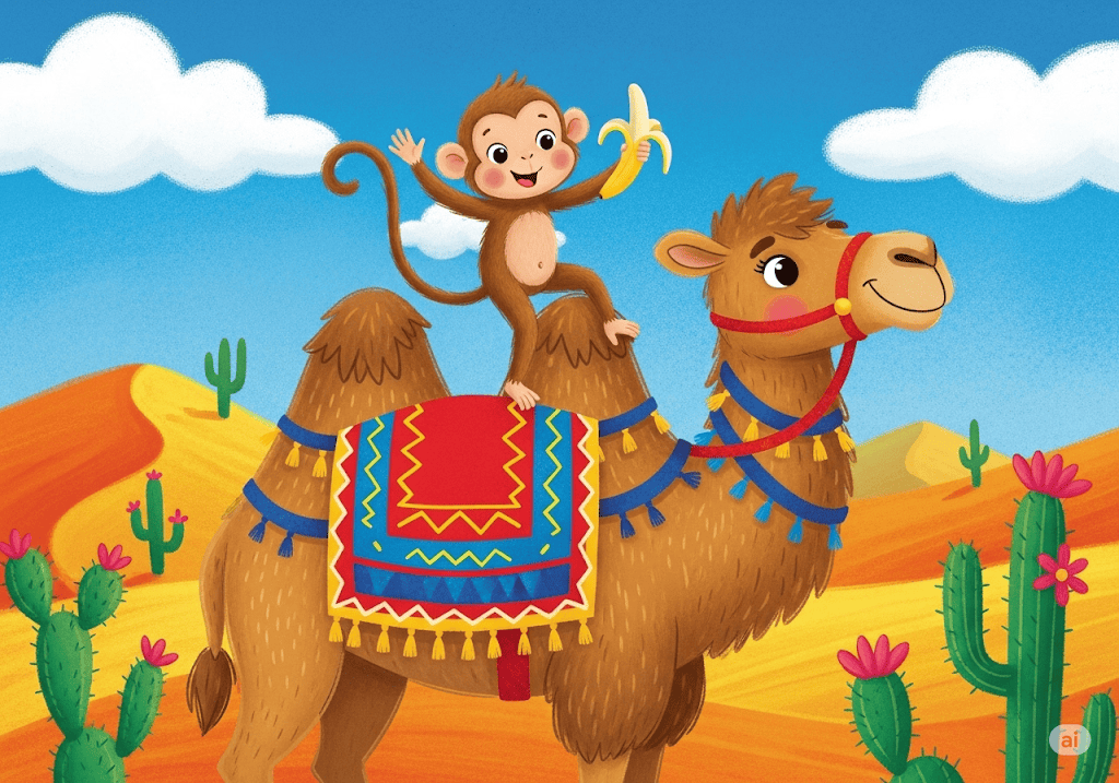 นิทานอีสป เรื่อง อูฐกับลิง พร้อมข้อคิดสอนใจ