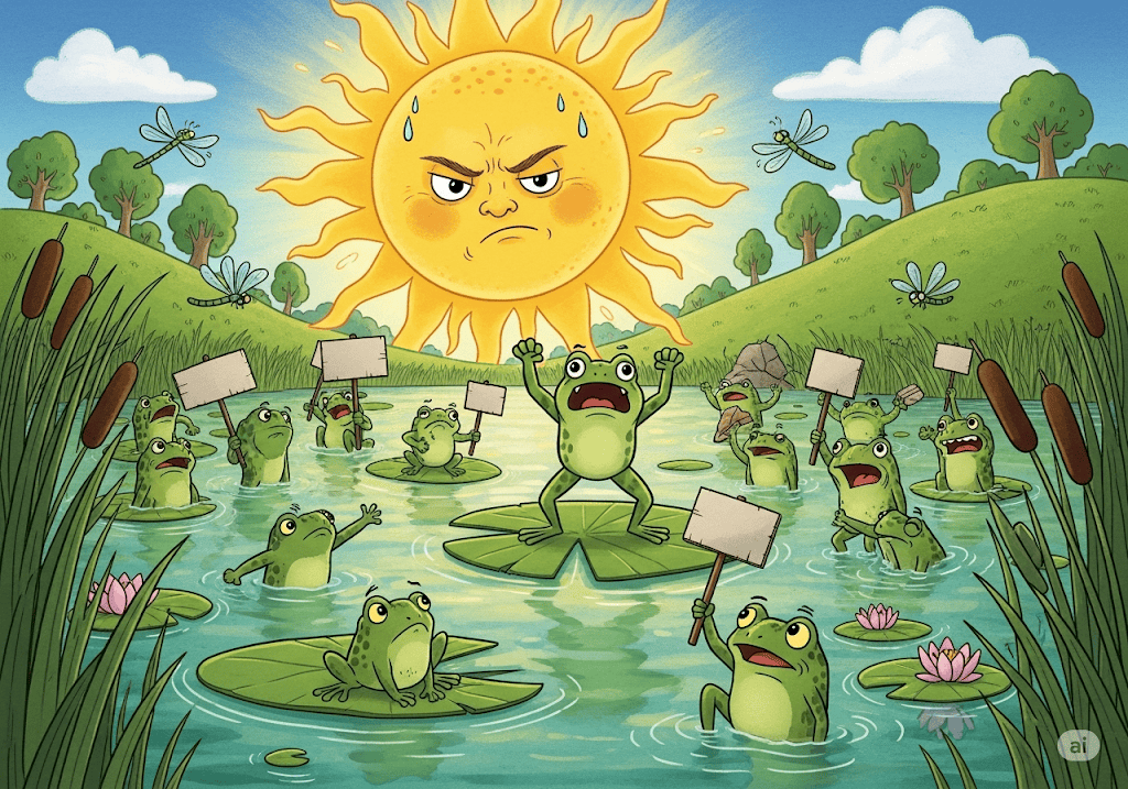 นิทานอีสป เรื่อง กบประท้วงพระอาทิตย์ พร้อมข้อคิดสอนใจ