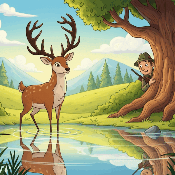 นิทานอีสป เรื่อง กวางกับนายพราน พร้อมข้อคิดสอนใจ