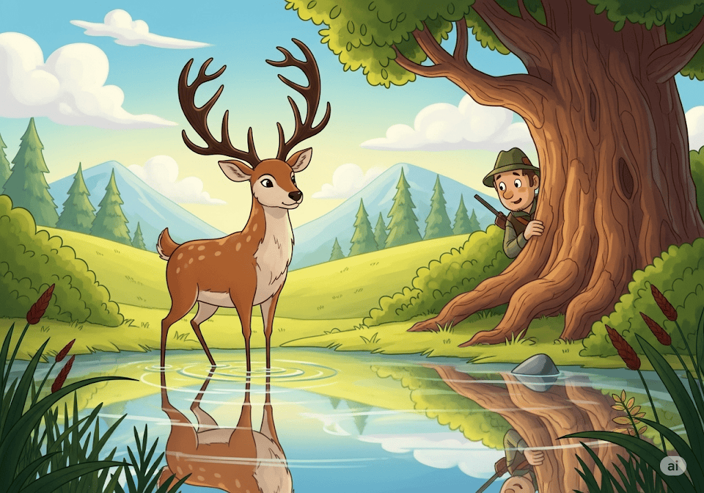 นิทานอีสป เรื่อง กวางกับนายพราน พร้อมข้อคิดสอนใจ