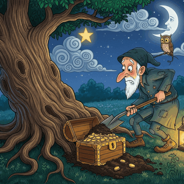 นิทานอีสป เรื่อง คนขี้เหนียวฝังสมบัติ พร้อมข้อคิดสอนใจ