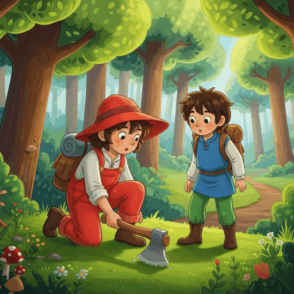 นิทานอีสป เรื่อง คนเดินทางสองคนกับขวาน พร้อมข้อคิดสอนใจ