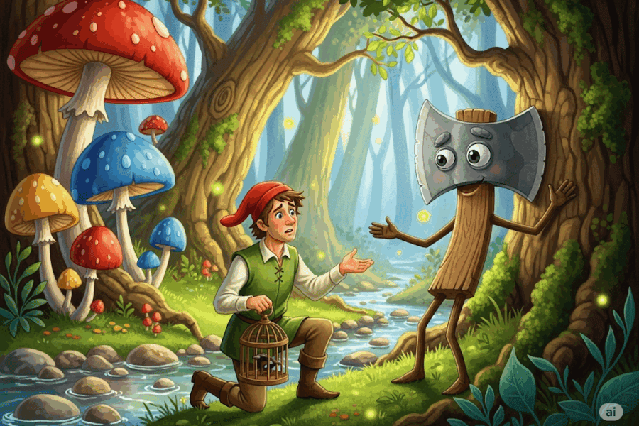 นิทานอีสป เรื่อง นายพรานกับขวาน พร้อมข้อคิดสอนใจ