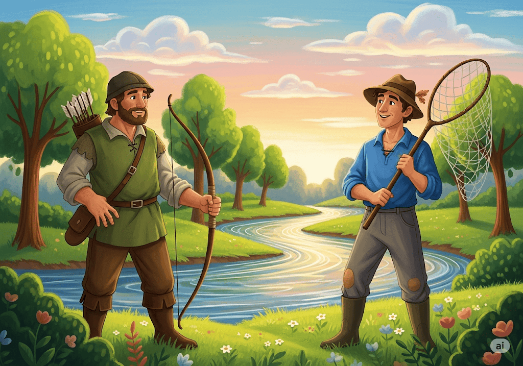 นิทานอีสป เรื่อง นายพรานกับชาวประมง พร้อมข้อคิดสอนใจ