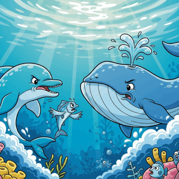 นิทานอีสป เรื่อง ปลาโลมา, วาฬ และปลาซิว พร้อมข้อคิดสอนใจ