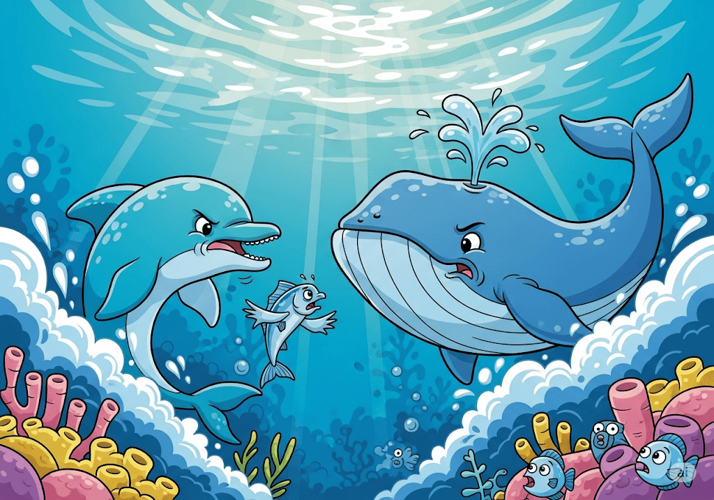 นิทานอีสป เรื่อง ปลาโลมา, วาฬ และปลาซิว พร้อมข้อคิดสอนใจ