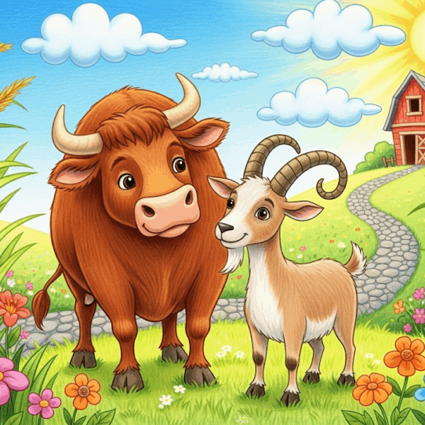 นิทานอีสป เรื่อง วัวตัวผู้กับแพะ พร้อมข้อคิดสอนใจ