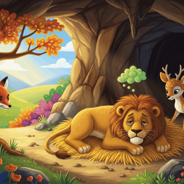 นิทานอีสป เรื่อง สิงโต, สุนัขจิ้งจอก และกวาง พร้อมข้อคิดสอนใจ