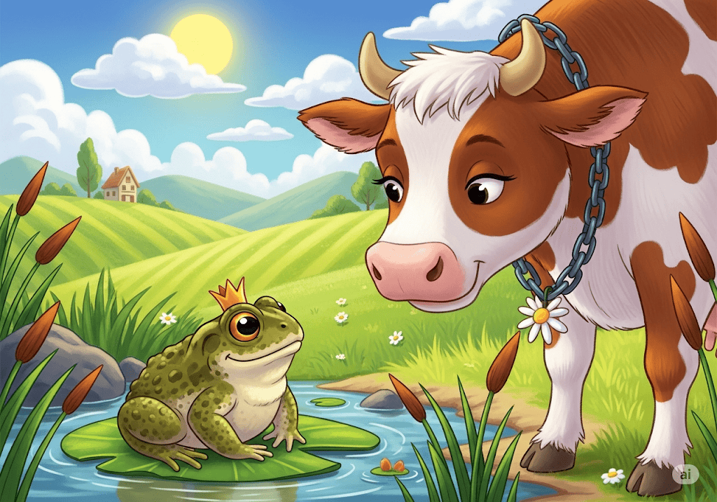 นิทานอีสป เรื่อง อึ่งอ่างและวัว พร้อมข้อคิดสอนใจ