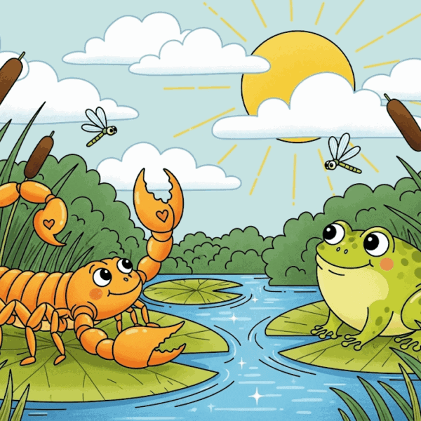 นิทานอีสป เรื่อง แมงป่องกับกบ พร้อมข้อคิดสอนใจ