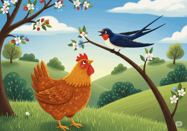 นิทานอีสป เรื่อง แม่ไก่กับนกนางแอ่น พร้อมข้อคิดสอนใจ